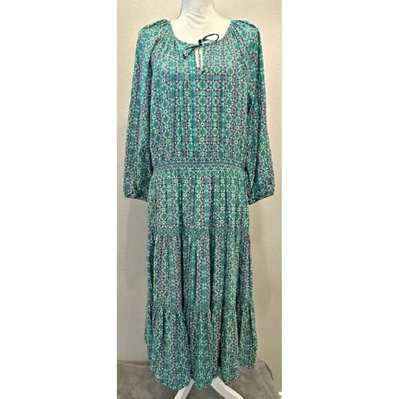Matilda Jane Age of Aquarius Green Cottage Core Tiered Peasant Dress Size XL - Picture 3 of 11